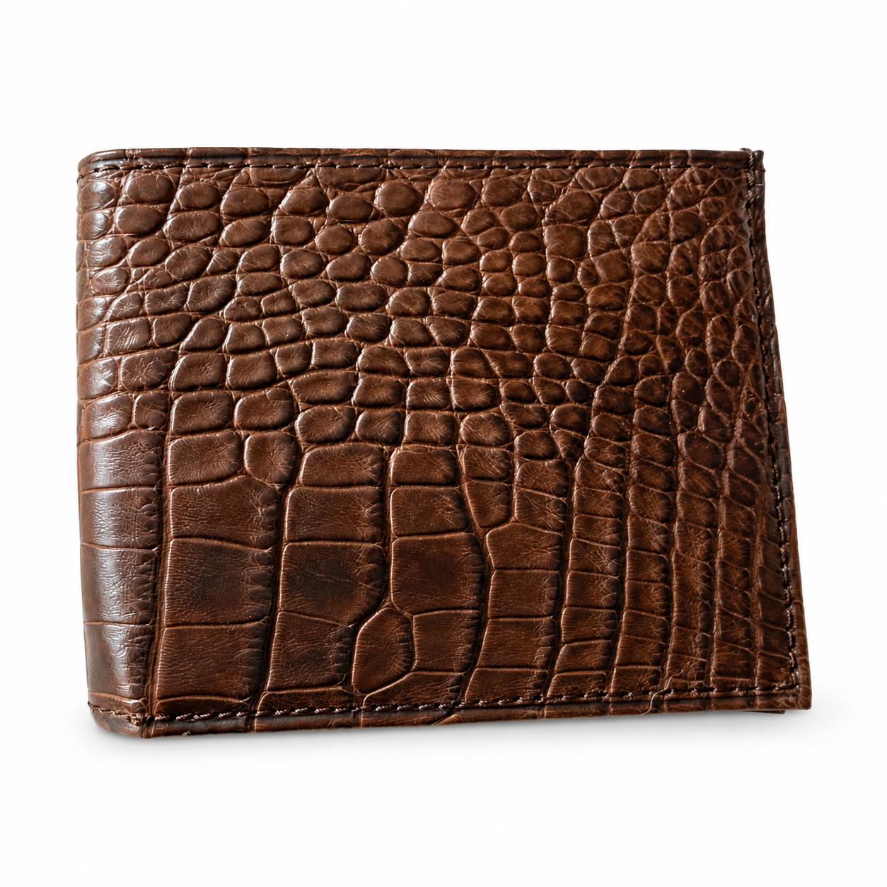 Genuine Louisiana Alligator Bifold Wallet in Chicory Brown