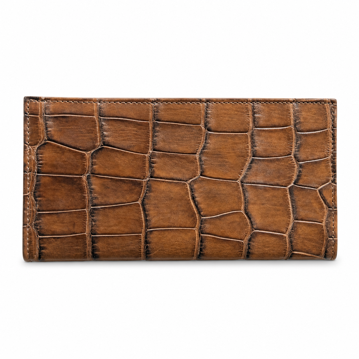 Genuine Louisiana Alligator Executive Check Wallet in Chicory Brown