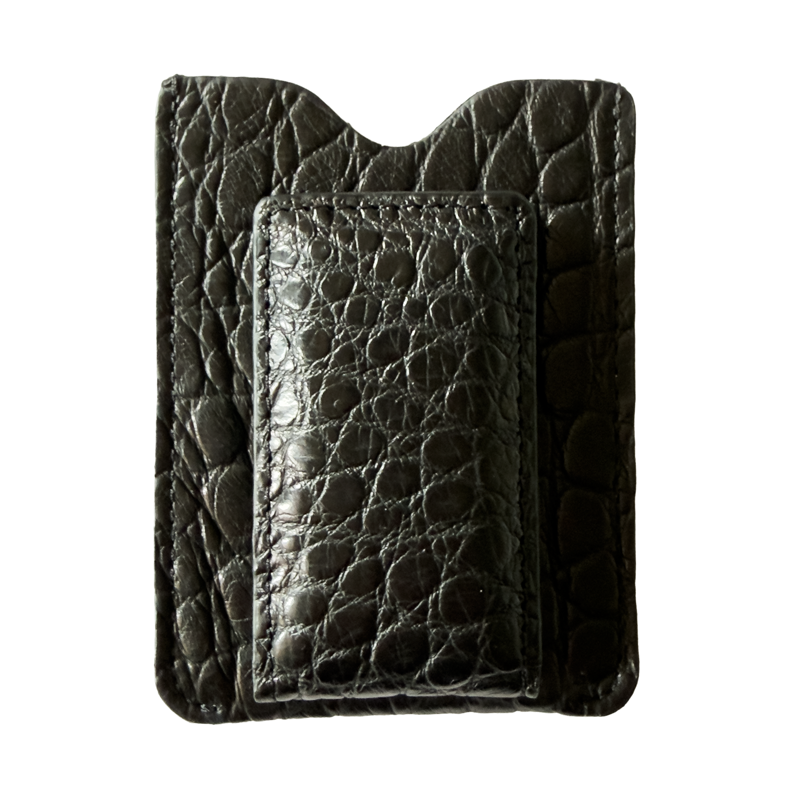 Genuine Louisiana Alligator Card Holder Money Clip in Cafe Noir