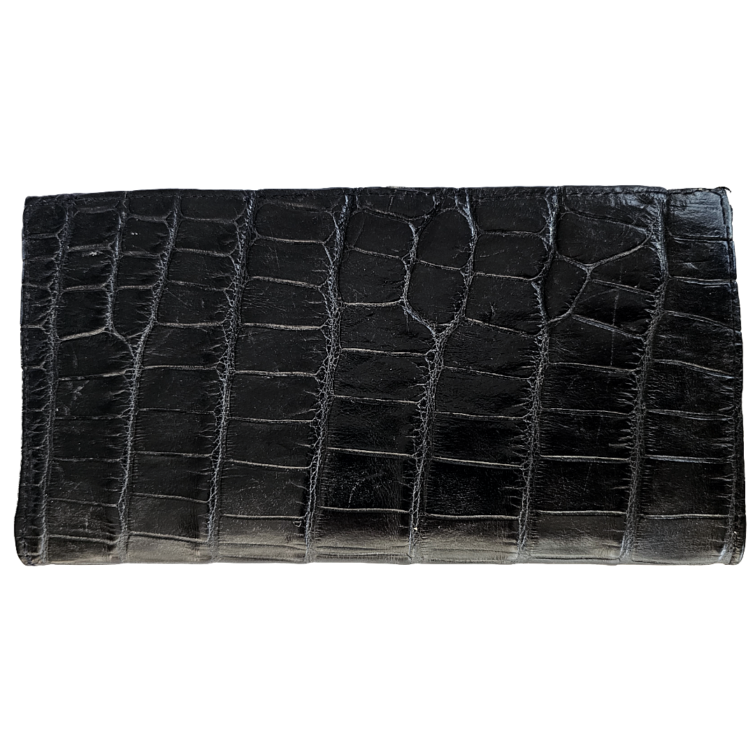 Genuine Louisiana Alligator Executive Check Wallet in Cafe Noir