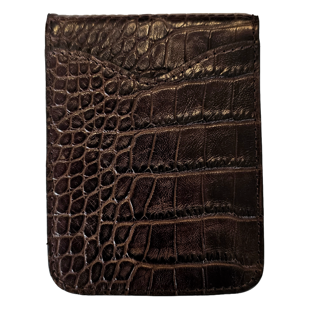 Genuine Louisiana Alligator Front Pocket Clip Wallet in Chicory Brown