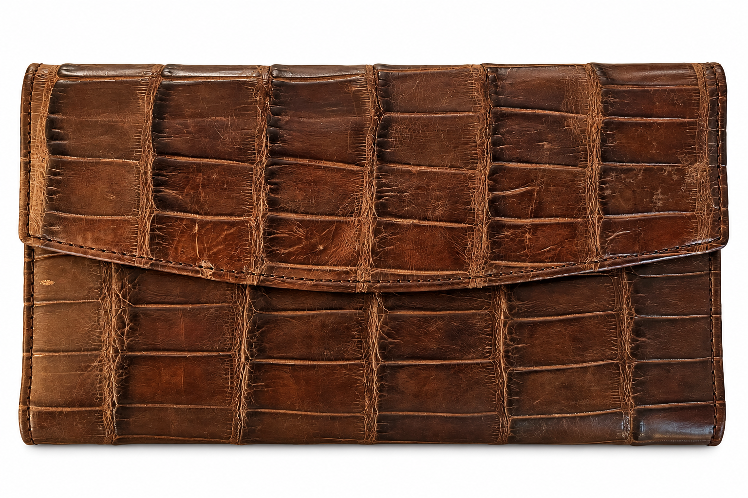 Genuine Louisiana Alligator Continental Wallet in Chicory Brown