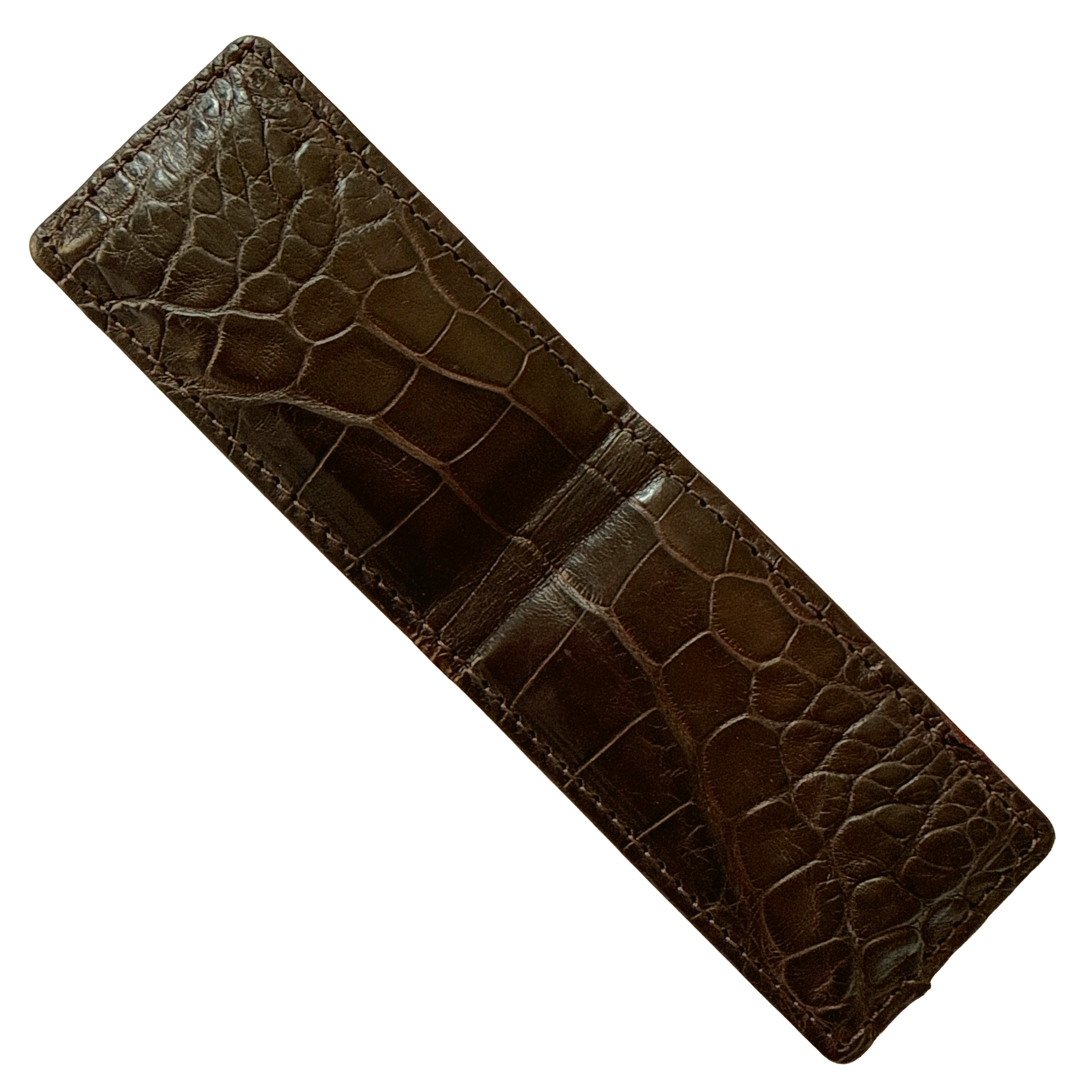 Genuine Louisiana Alligator Leather Money Clip in Chicory Brown