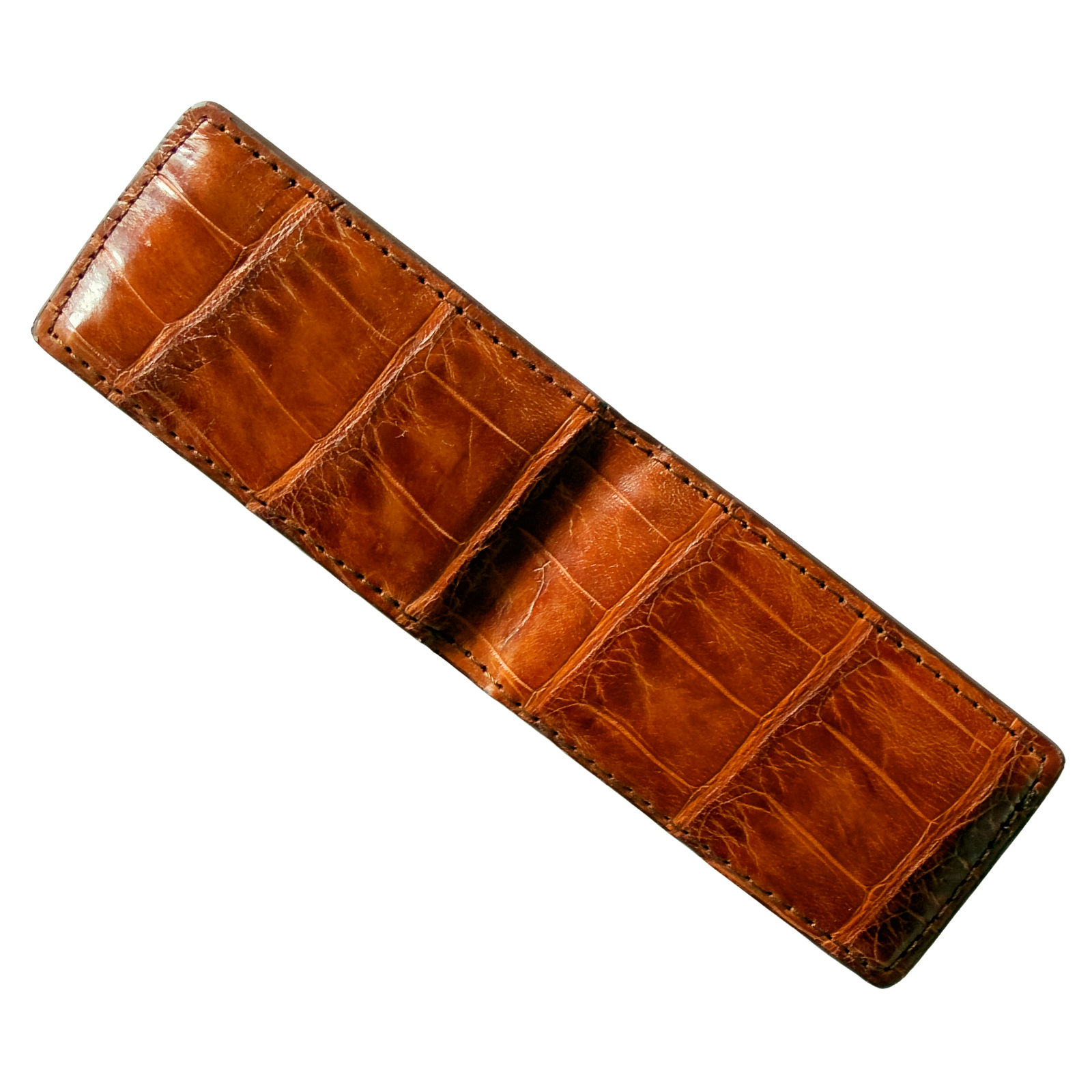 Genuine Louisiana Alligator Leather Money Clip in Bayou Cognac