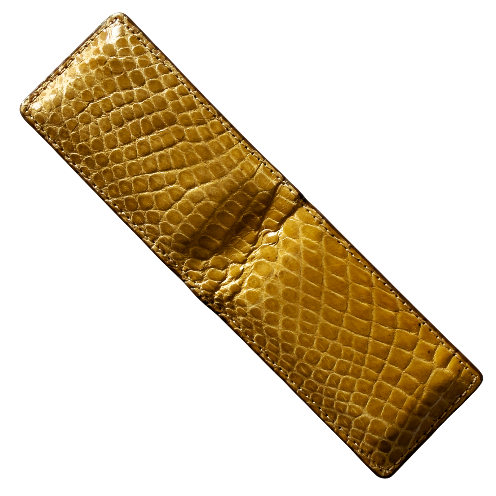 Genuine Louisiana Alligator Leather Money Clip in Cane Gold